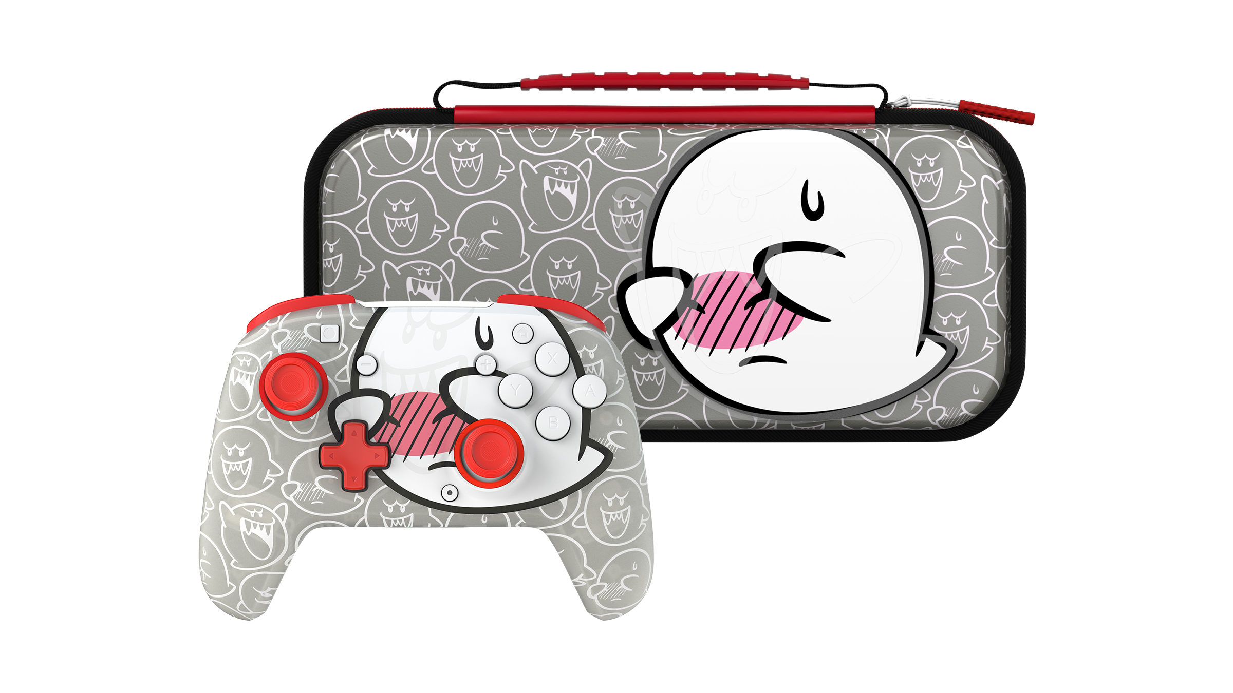 Controller - PDP Rematch Wireless-ontroller + PDP Travel-ase Plus Glow - Boo - Nintendo Switch Bundle